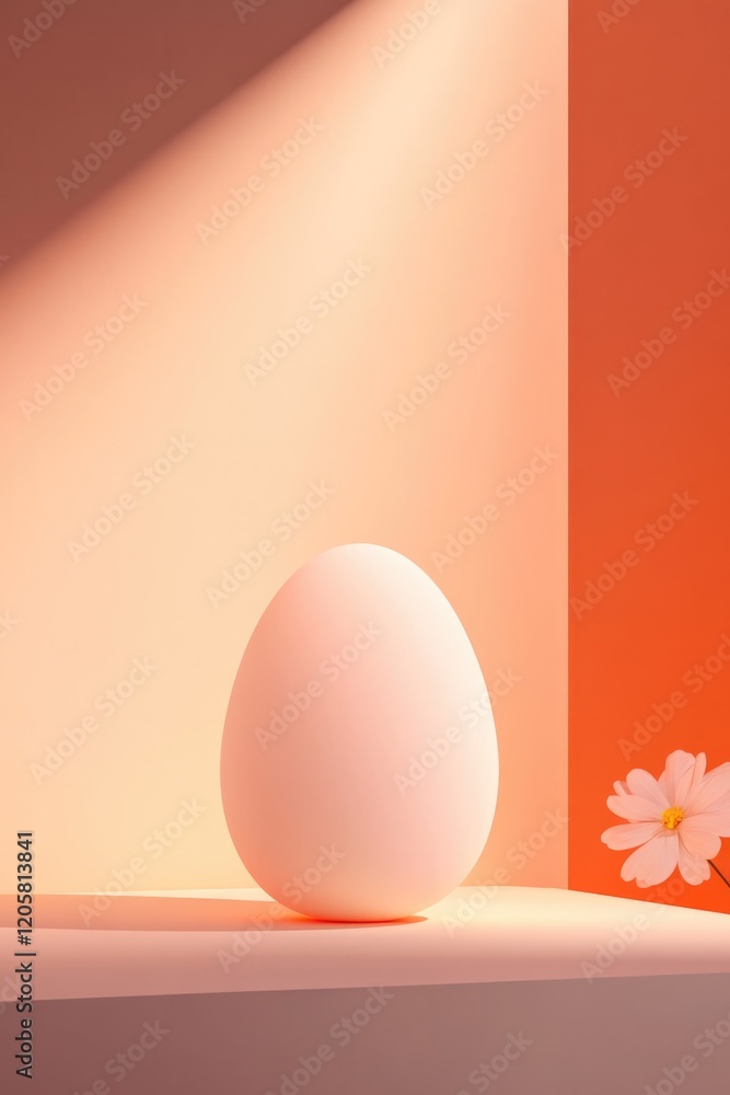 Fototapeta premium vivid minimalist 3d render of baby chick popping out of holographic easter egg smooth cartoon style glowing colorful