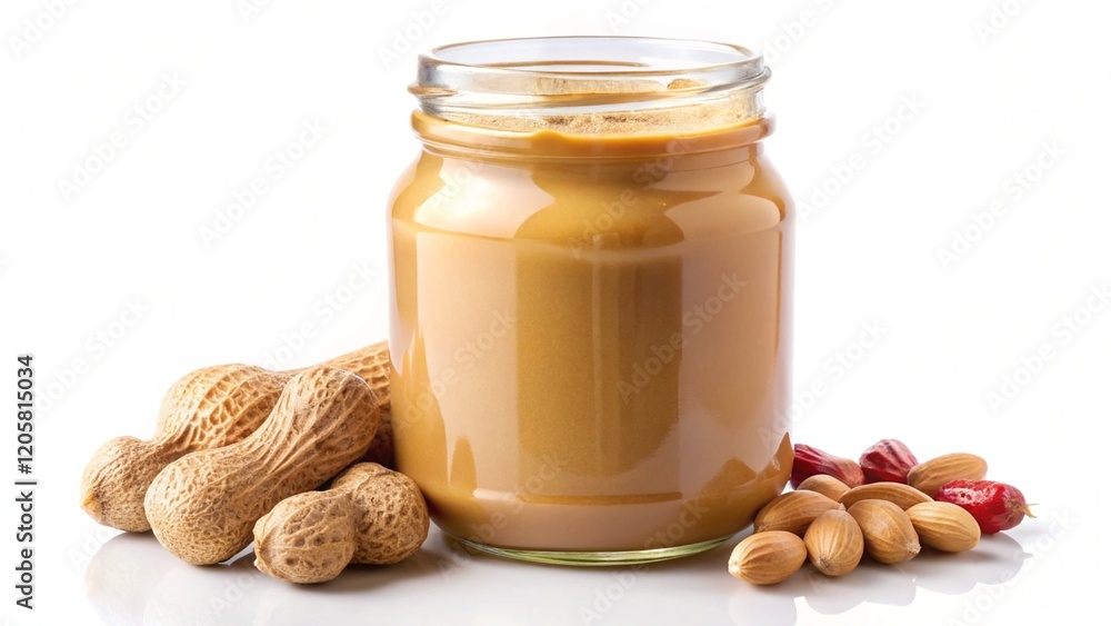 peanut butter on a glass bottle isolated on white background
peanut butter on a glass bottle isolated on white background