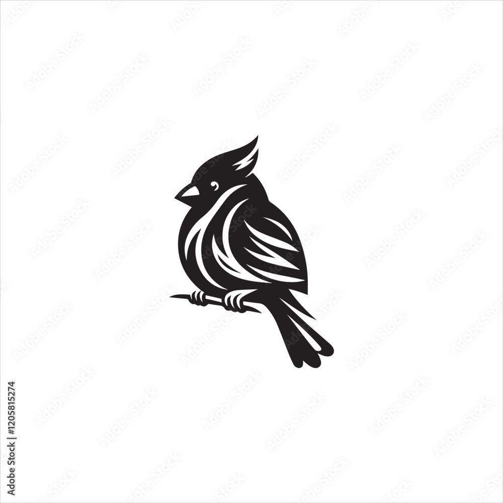 Fototapeta premium Black Silhouette Vector bird on a branch