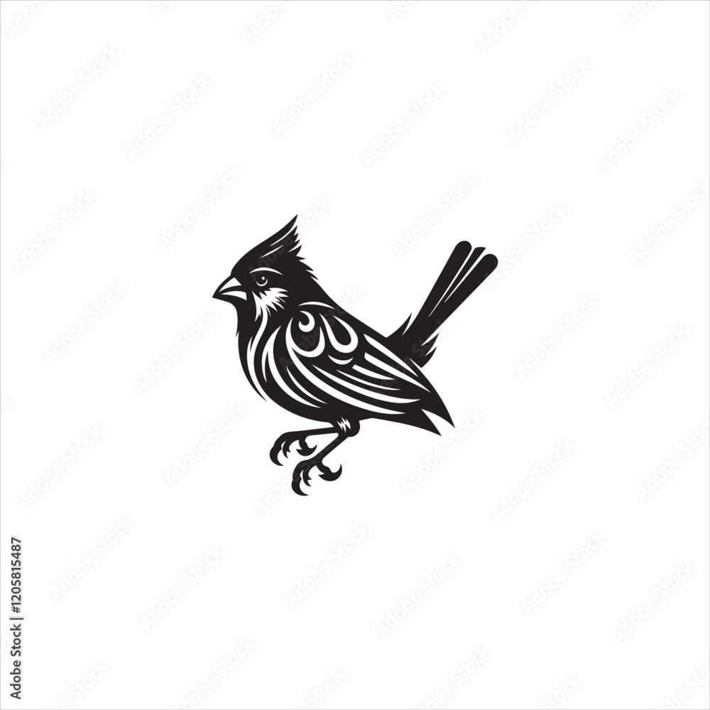 Fototapeta premium Black Silhouette Vector bird on a branch