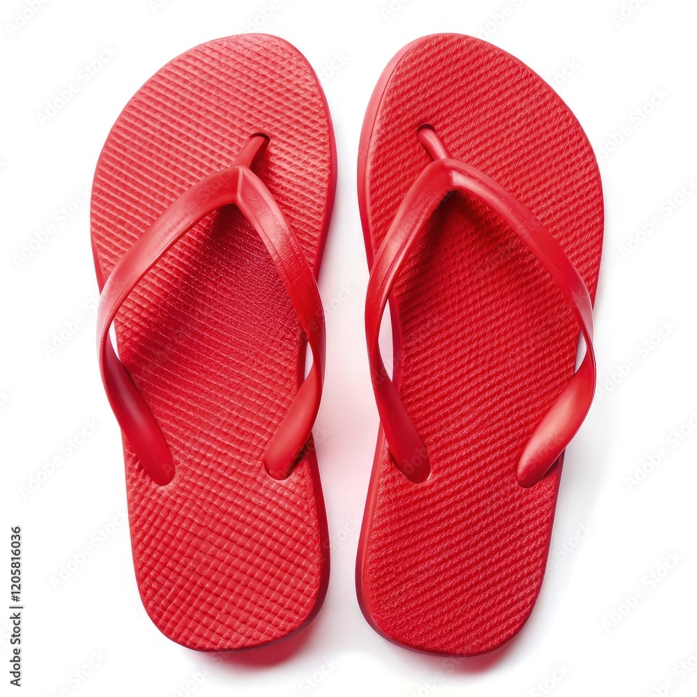 Bright Red Flip Flops on a White Background Ready for Summer. Generative AI Bright Red Flip Flops on a White Background Ready for Summer. Generative AI