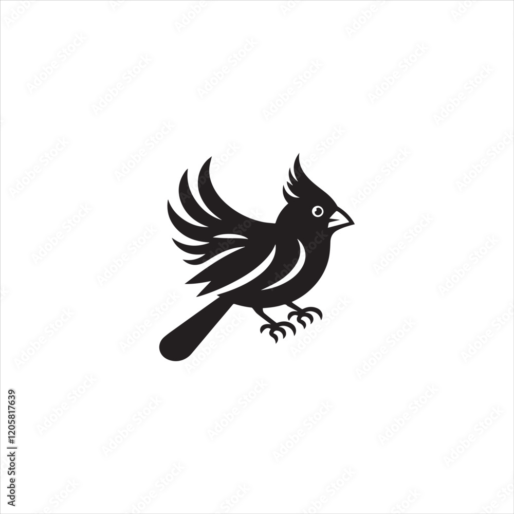 Fototapeta premium Black Silhouette Vector bird on a branch