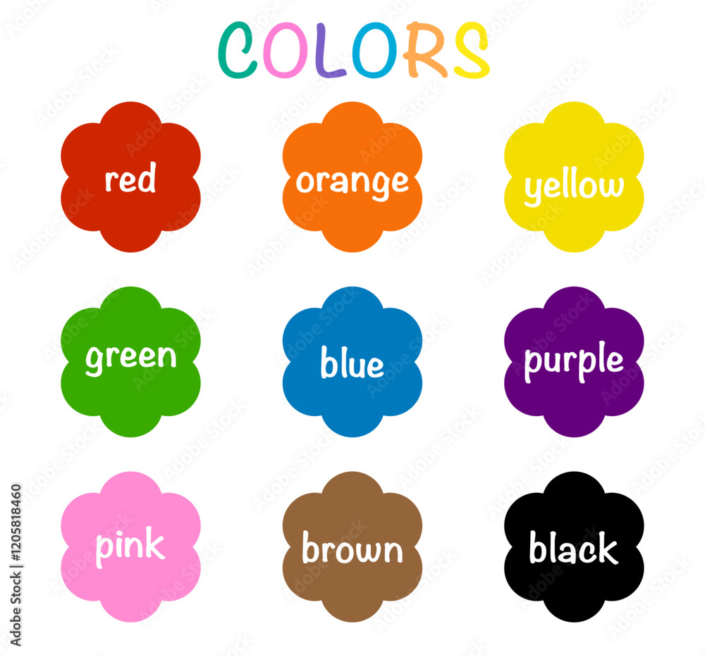 Education set the names of the colors learning for preschoolers.
