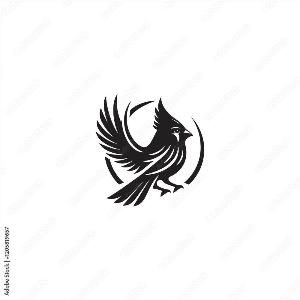 Obraz premium Black Silhouette Vector bird on a branch