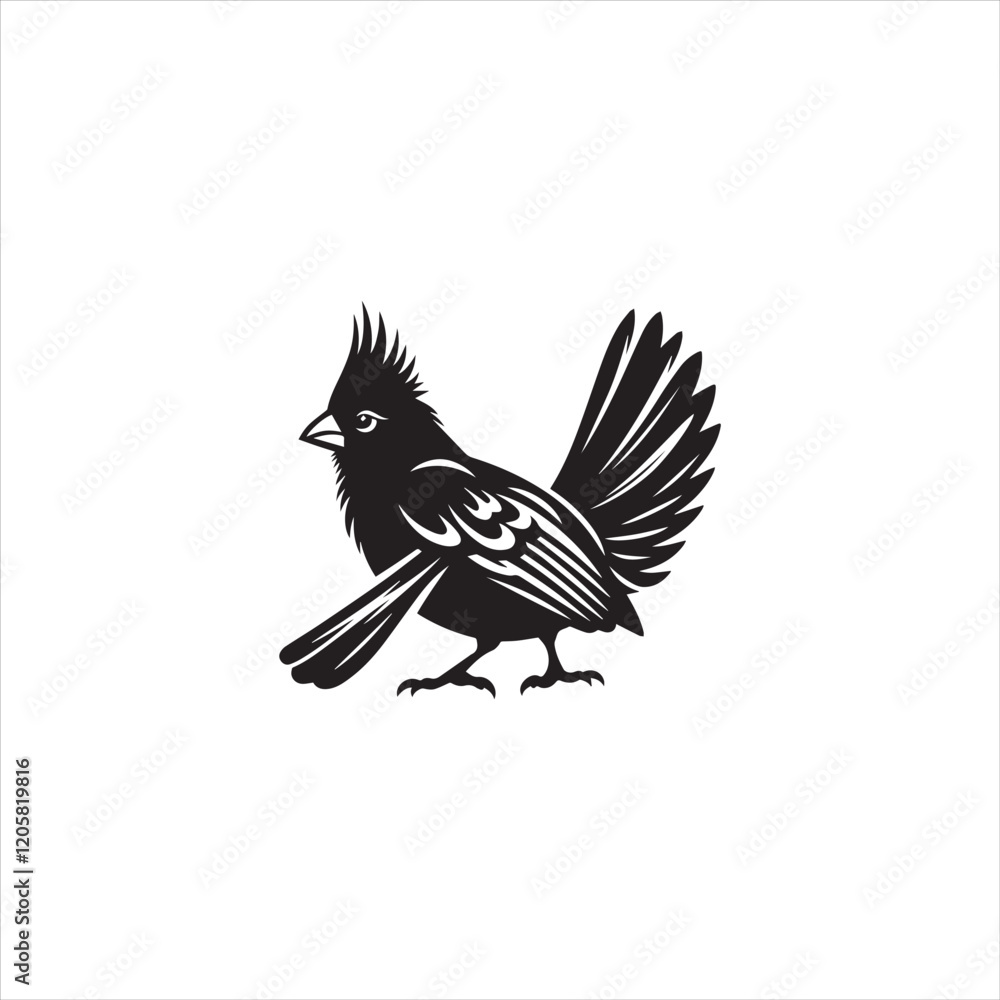 Fototapeta premium Black Silhouette Vector bird on a branch