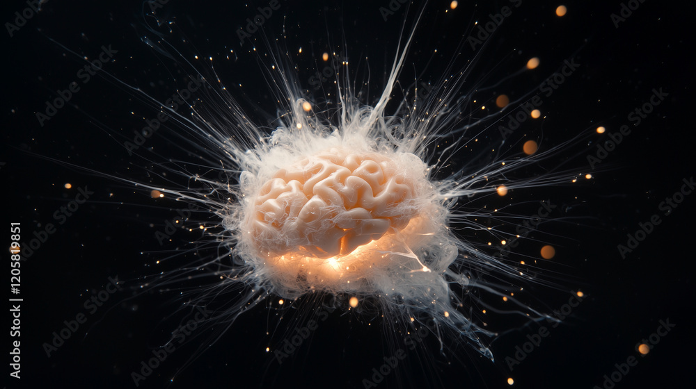 Fototapeta premium Brain Energy Surge Illustration Representing Stress and Stimulation