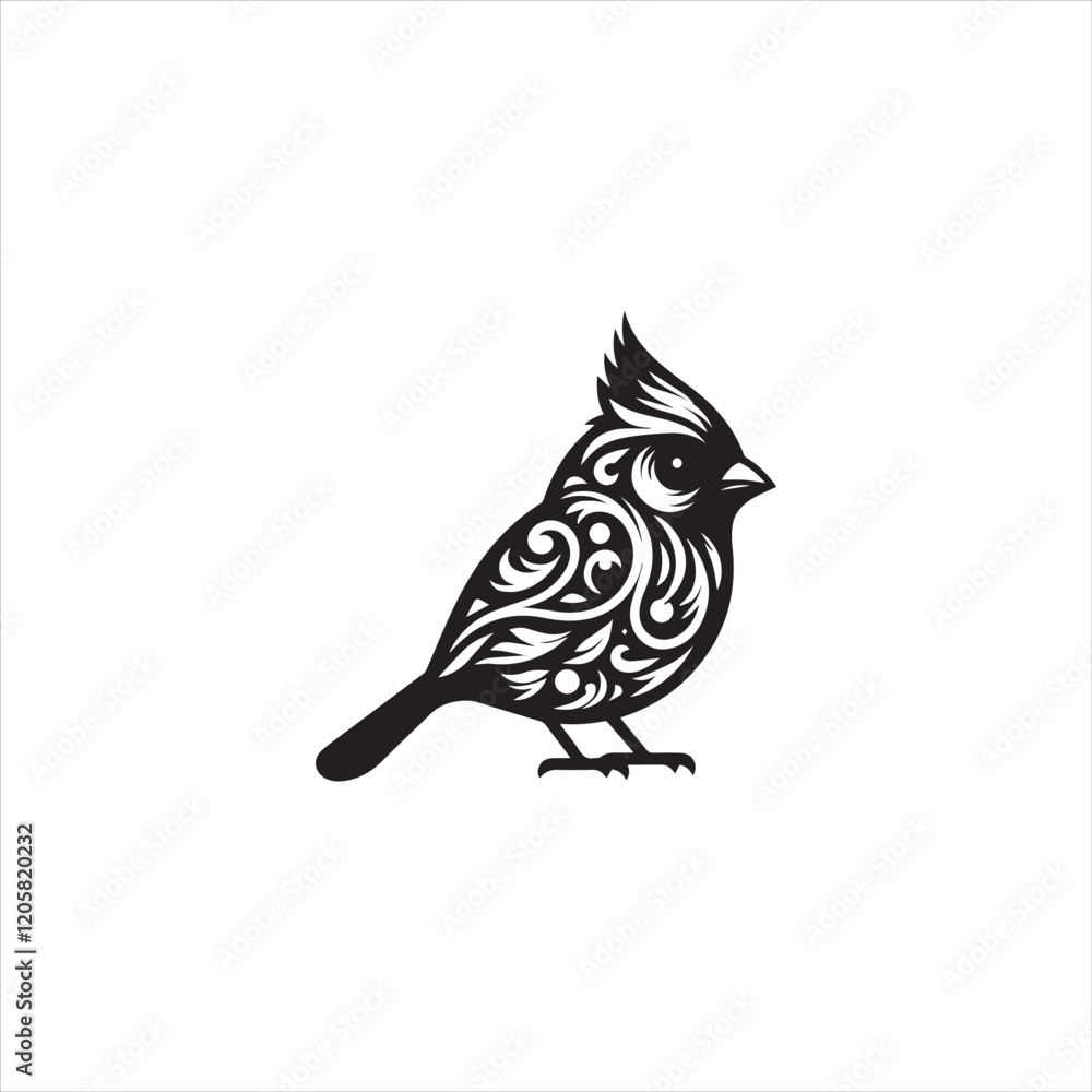 Fototapeta premium Black Silhouette Vector bird on a branch