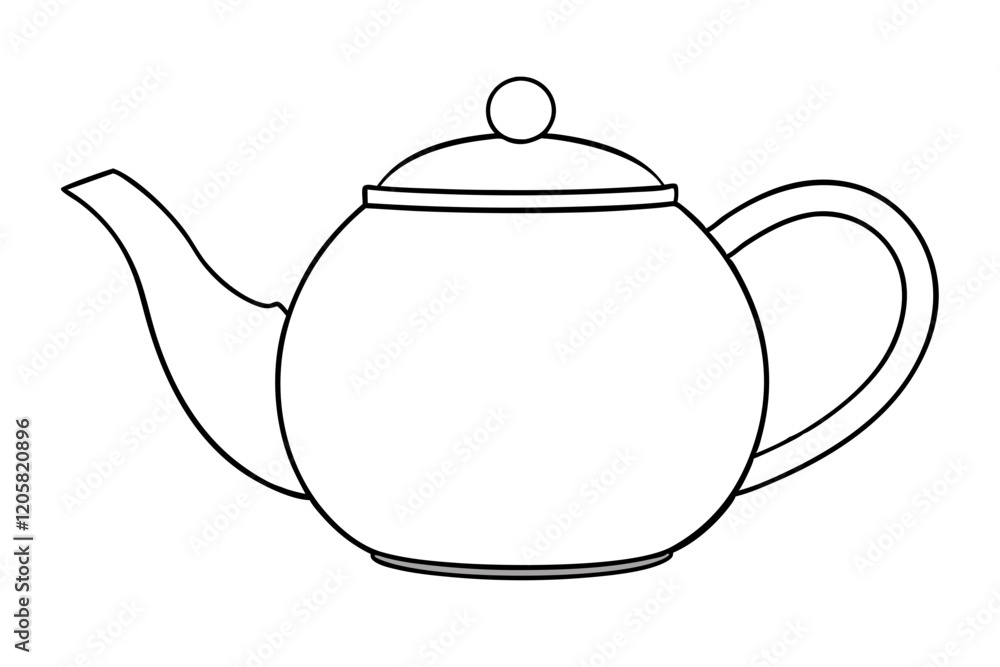 Tea Pot Isolated on Black with White Background-vector Illastration. Tea Pot Isolated on Black with White Background-vector Illastration.