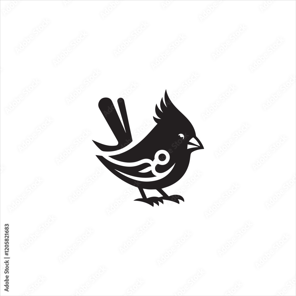 Fototapeta premium Black Silhouette Vector bird on a branch