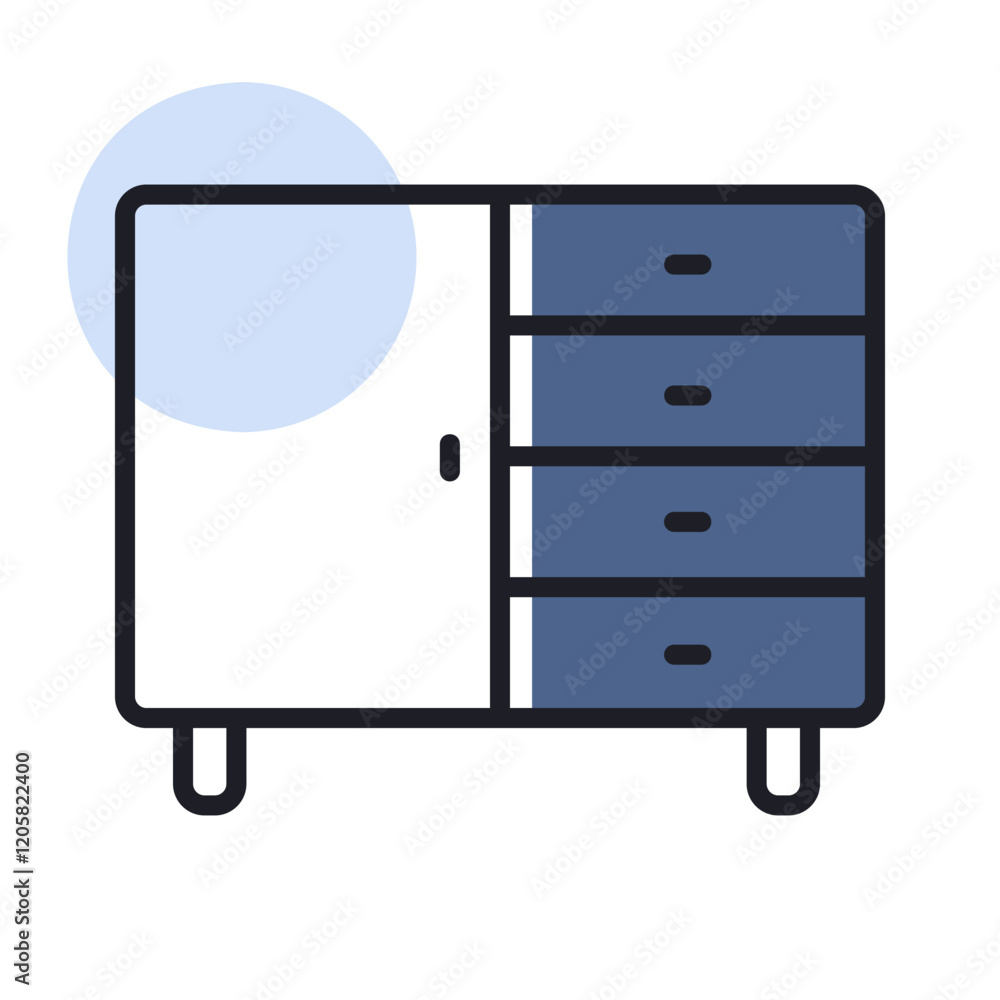 Bedside dresser vector icon. Chest of drawer Bedside dresser vector icon. Chest of drawer