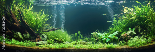 Serene freshwater aquarium scene with tropical fish and plants
