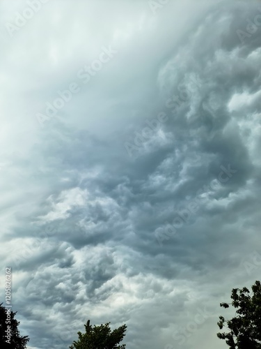 The sky turns menacing as storm clouds converge before a thunderstorm. photo