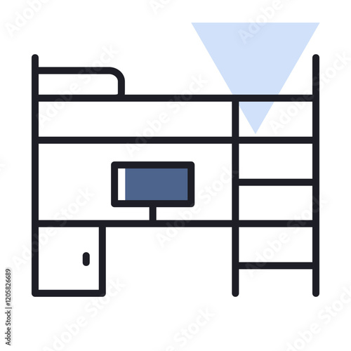 Bunk bed with workspace vector icon