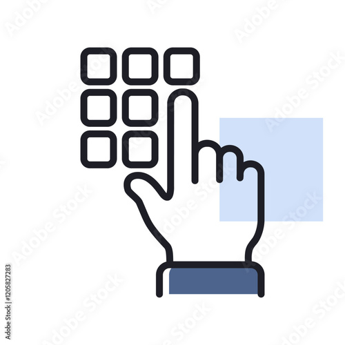 Hand finger entering pin code icon