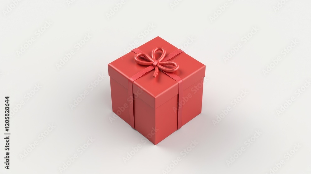 Obraz premium Asymmetrically Placed Red Gift Box on White Surface