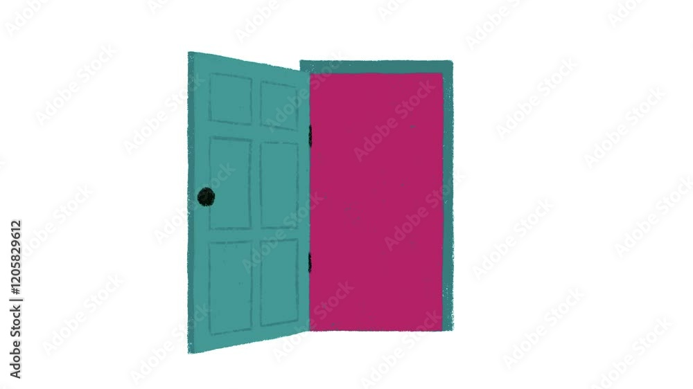 hand-drawn open door