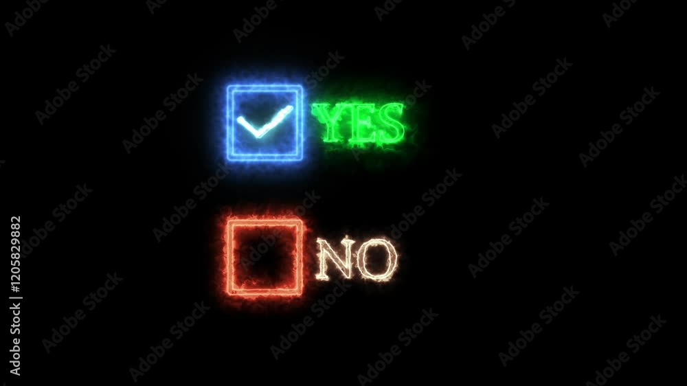 Checkbox Yes Or no On black screen mark on answer or question yes no answer test saber animation. Checkbox Yes Or no On black screen mark on answer or question yes no answer test saber animation.