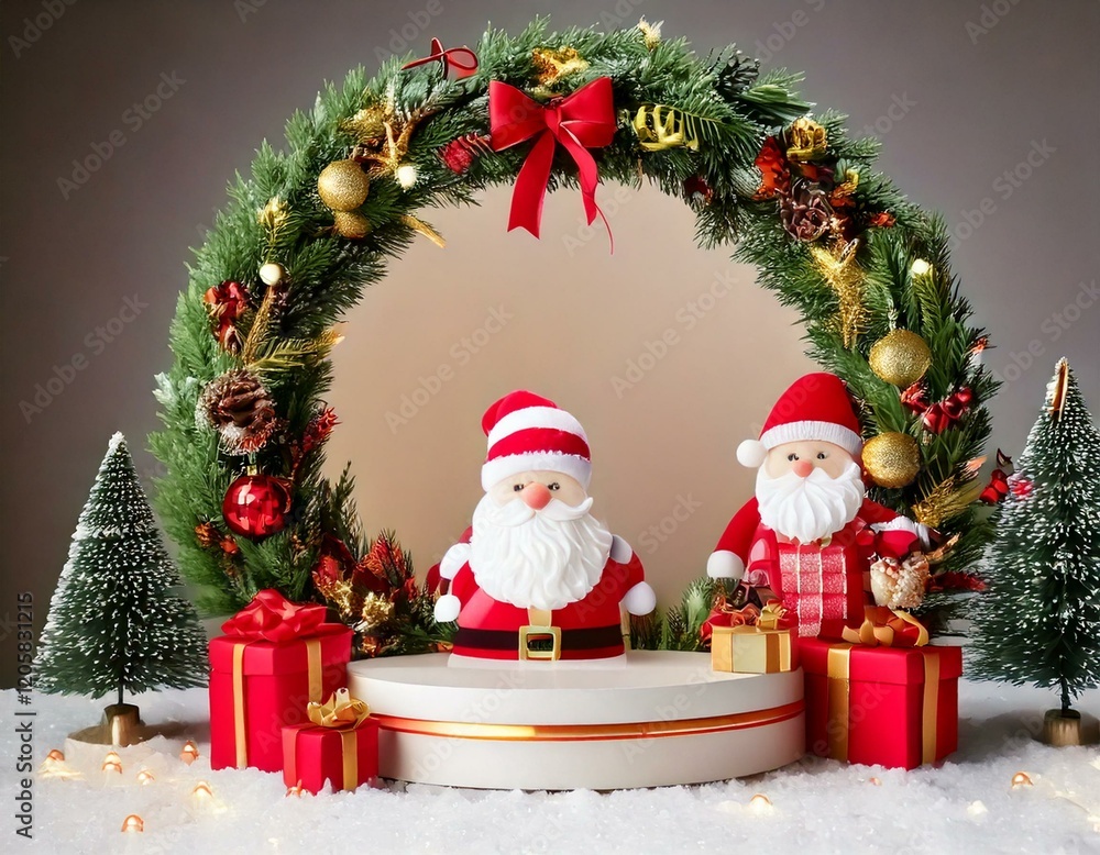 Luxury christmas wreath 3d rendering illustration for christmas Luxury christmas wreath 3d rendering illustration for christmas
