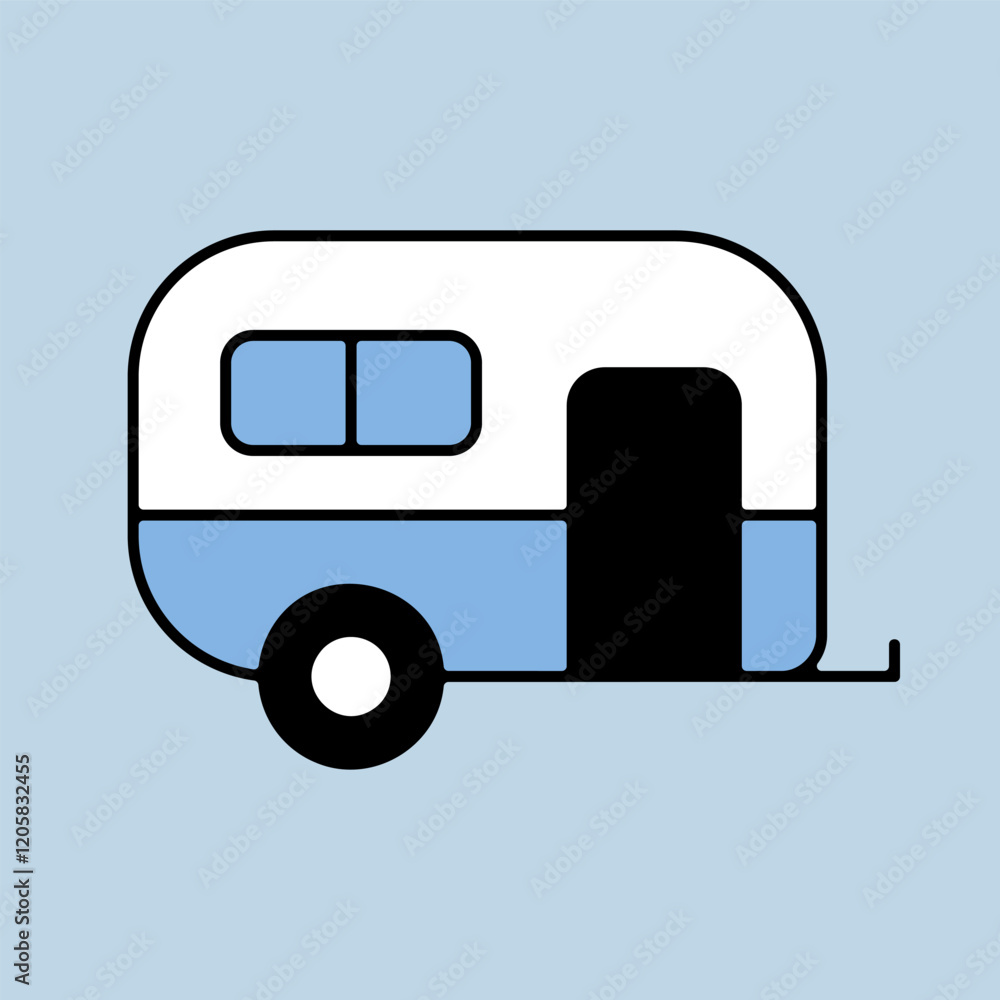 Caravan trailer vector isolated icon. Camping sign Caravan trailer vector isolated icon. Camping sign