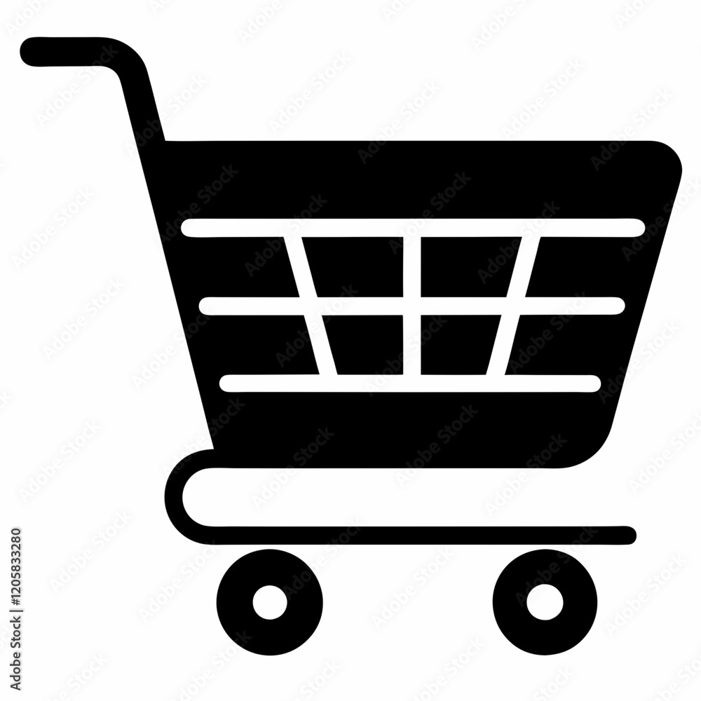 Shopping cart silhouette vector on white background Shopping cart silhouette vector on white background