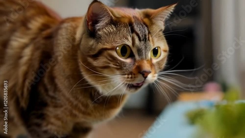 Wallpaper Mural The cat in shock sharply turns his head. High quality 4k footage Torontodigital.ca