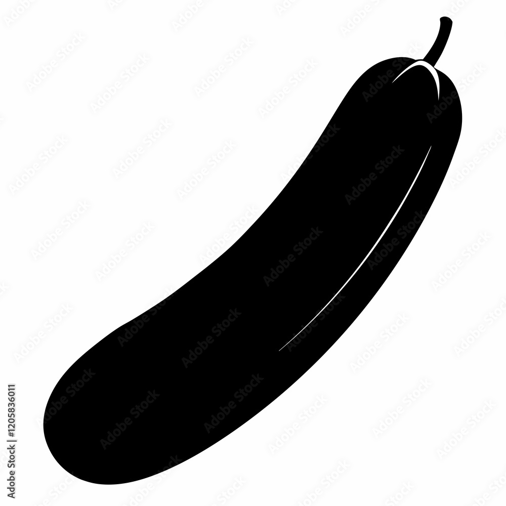 Modern Black Cucumber Silhouette Vector Graphic Modern Black Cucumber Silhouette Vector Graphic