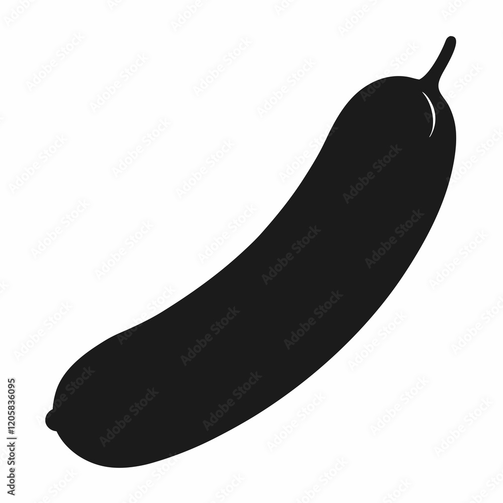 Modern Black Cucumber Silhouette Vector Graphic Modern Black Cucumber Silhouette Vector Graphic