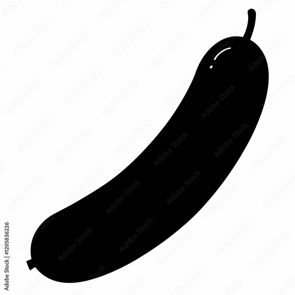 Modern Black Cucumber Silhouette Vector Graphic Modern Black Cucumber Silhouette Vector Graphic