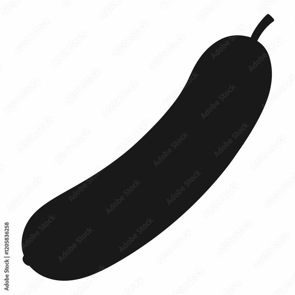 Modern Black Cucumber Silhouette Vector Graphic Modern Black Cucumber Silhouette Vector Graphic