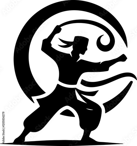 vector sketch illustration of the warrior symbol logo icon as a symbol of heroism in martial arts.eps