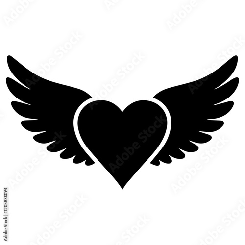 Black hearts with wings icon vector illustration.