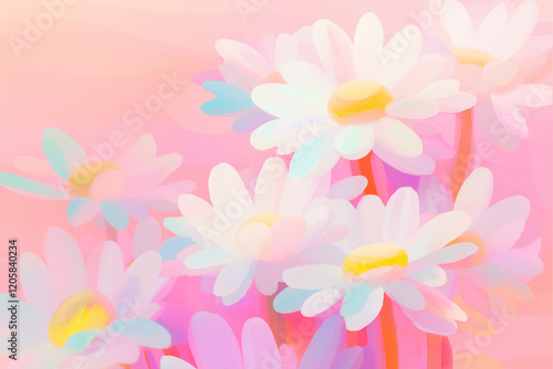 Abstract  flowers on light blue background,  floral wallpaper