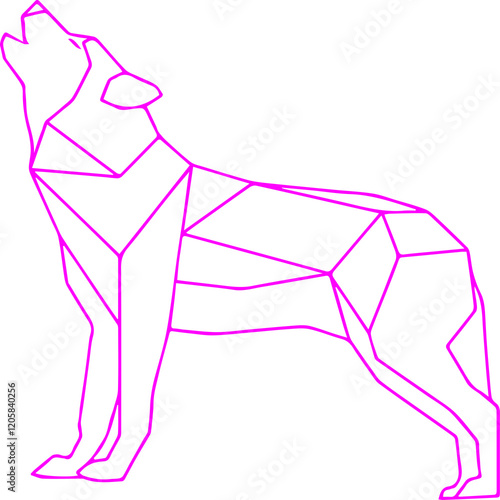 line art dog with colorful