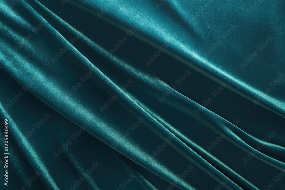 Obraz premium Teal velvet fabric with soft, flowing folds and rich texture.