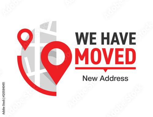 We Have Moved - sticker for showing of relocated address