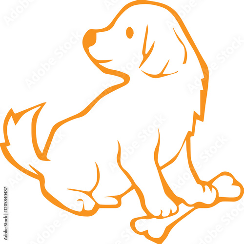 line art dog with colorful