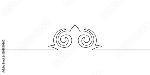 Traditional Kazakh ornament continuous line drawing, Vector illustration nomad design element made of one thin line