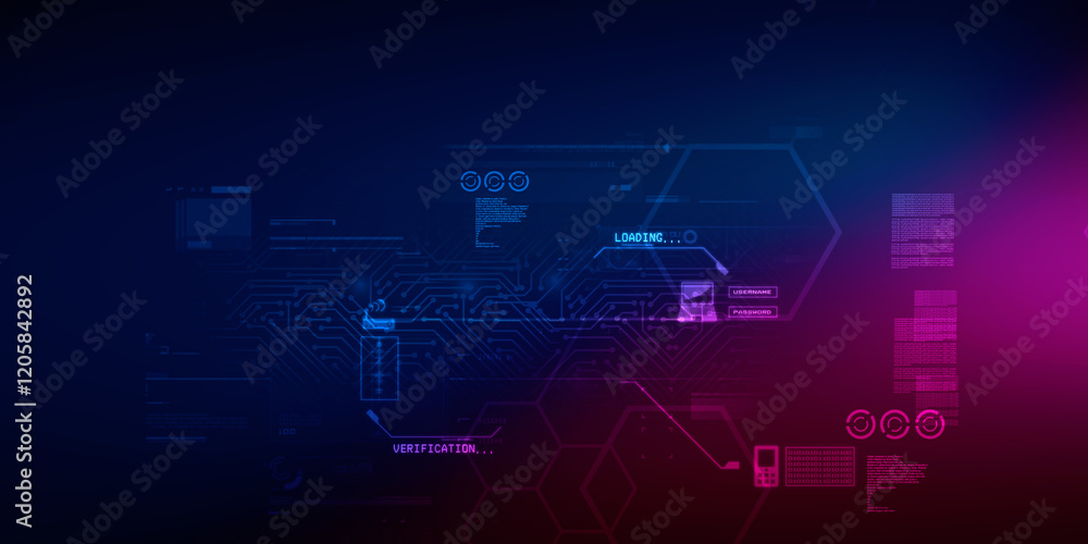 Obraz premium 2d illustration Abstract futuristic electronic circuit technology background