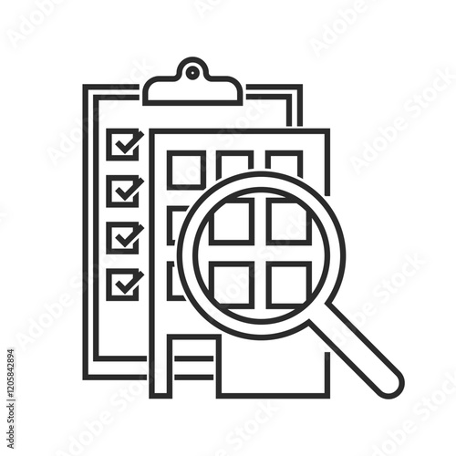 Construction quality control - emblem in bold line