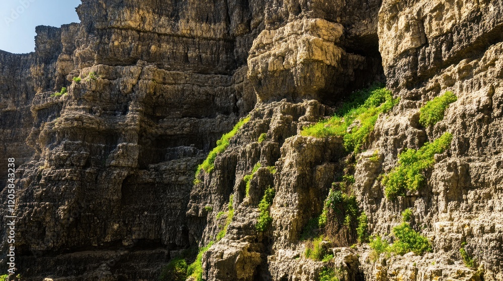 Coastal cliff face vegetation sunny day background texture Coastal cliff face vegetation sunny day background texture