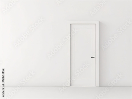 White door mock up isolated on white background, copy space