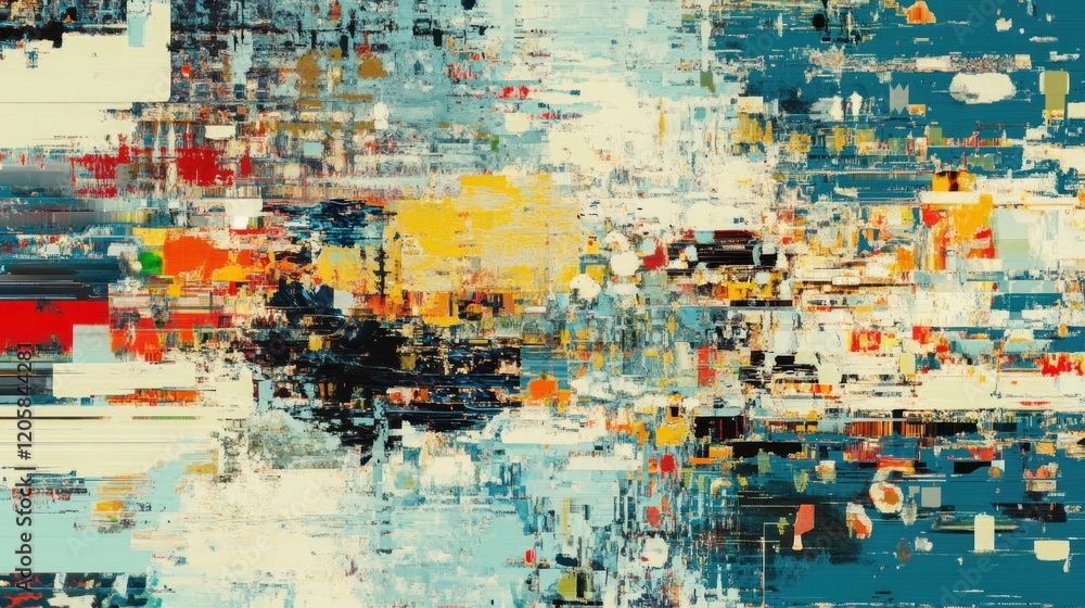 Fototapeta premium Abstract digital art, glitch texture, vibrant colors, background noise, website design