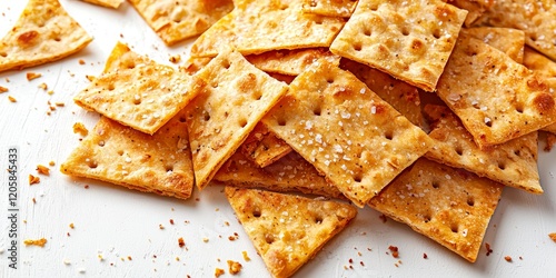 Savory Cracker Stack on White Background