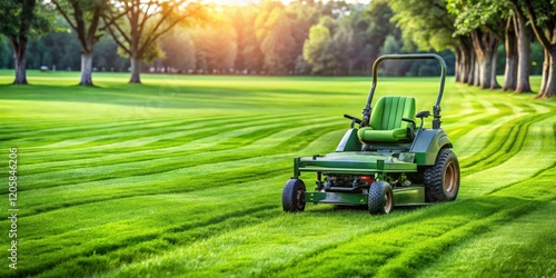 Wallpaper Mural A zero turn lawn mower glides smoothly across a lush green lawn, cutting grass with precision and leaving behind a neat edge, outdoor gardening, green lawn Torontodigital.ca