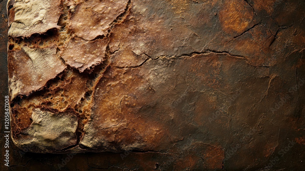Rustic sourdough bread crust closeup, dark background, food blog Rustic sourdough bread crust closeup, dark background, food blog