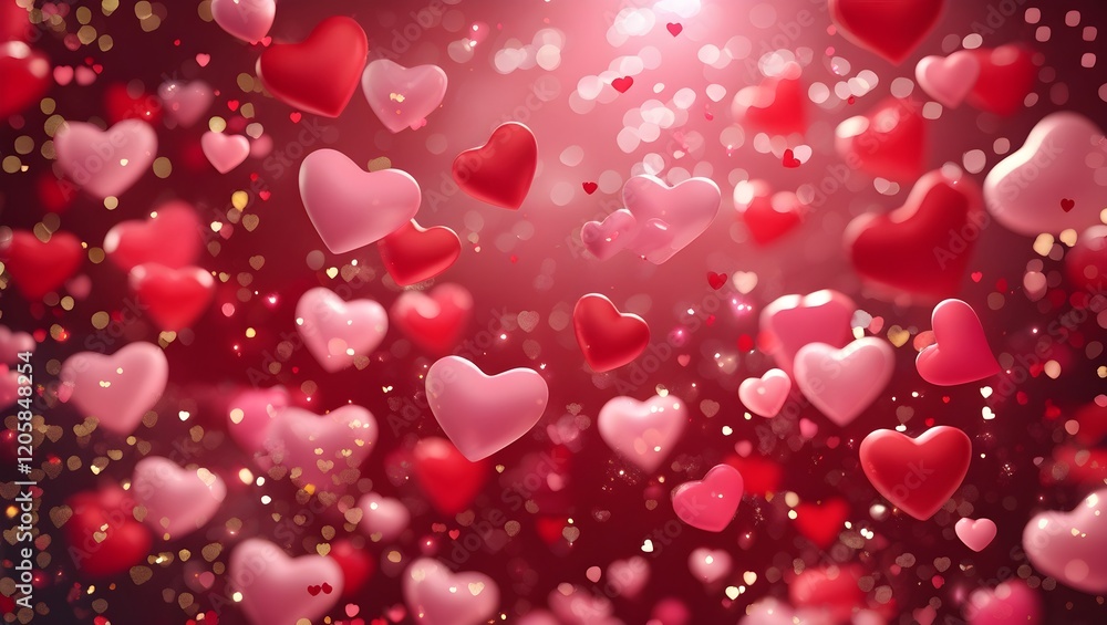 Red Hearts Abstract Background. Happy Valentine's Day Banner. Red Hearts Abstract Background. Happy Valentine's Day Banner.