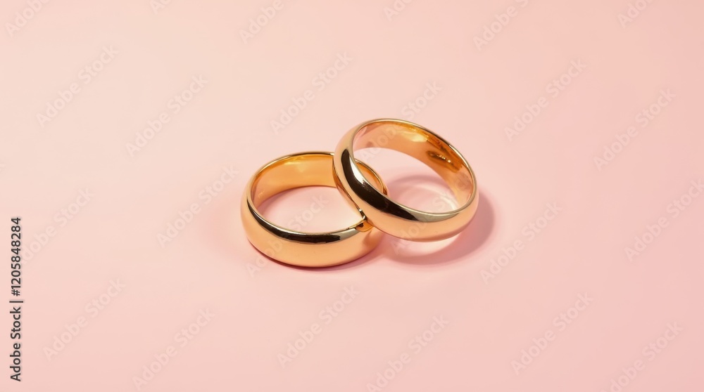 Intertwined Gold Wedding Bands on Blush Pink Intertwined Gold Wedding Bands on Blush Pink