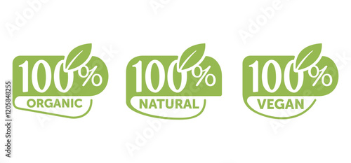 100 natural, vegan, organic icons badges set 