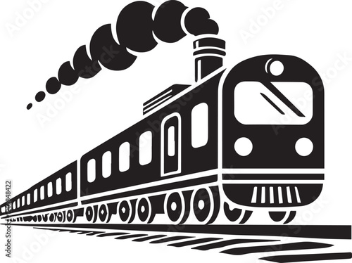 Train icon, silhouette style minimalist white background