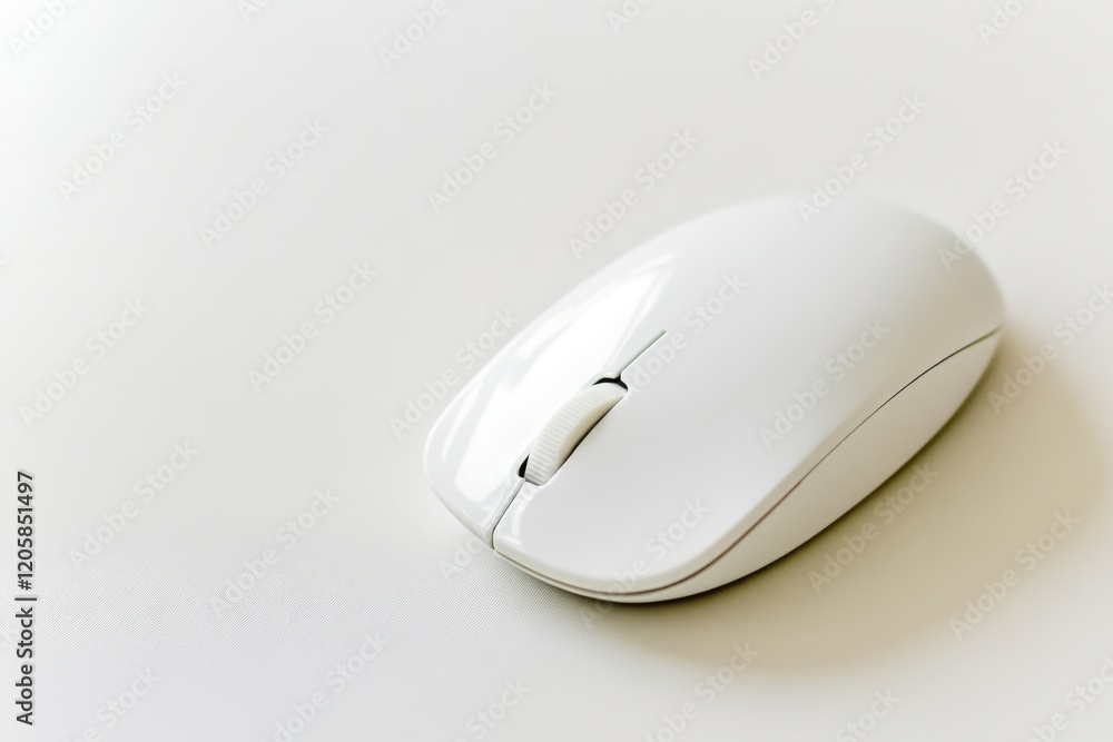 White wireless computer mouse cutout on a light background. Top view. Simple, compact, portable mouse with copy space. Modern design and technology. Slim optical mobile Mouse for laptop, PC, tablet. White wireless computer mouse cutout on a light background. Top view. Simple, compact, portable mouse with copy space. Modern design and technology. Slim optical mobile Mouse for laptop, PC, tablet.